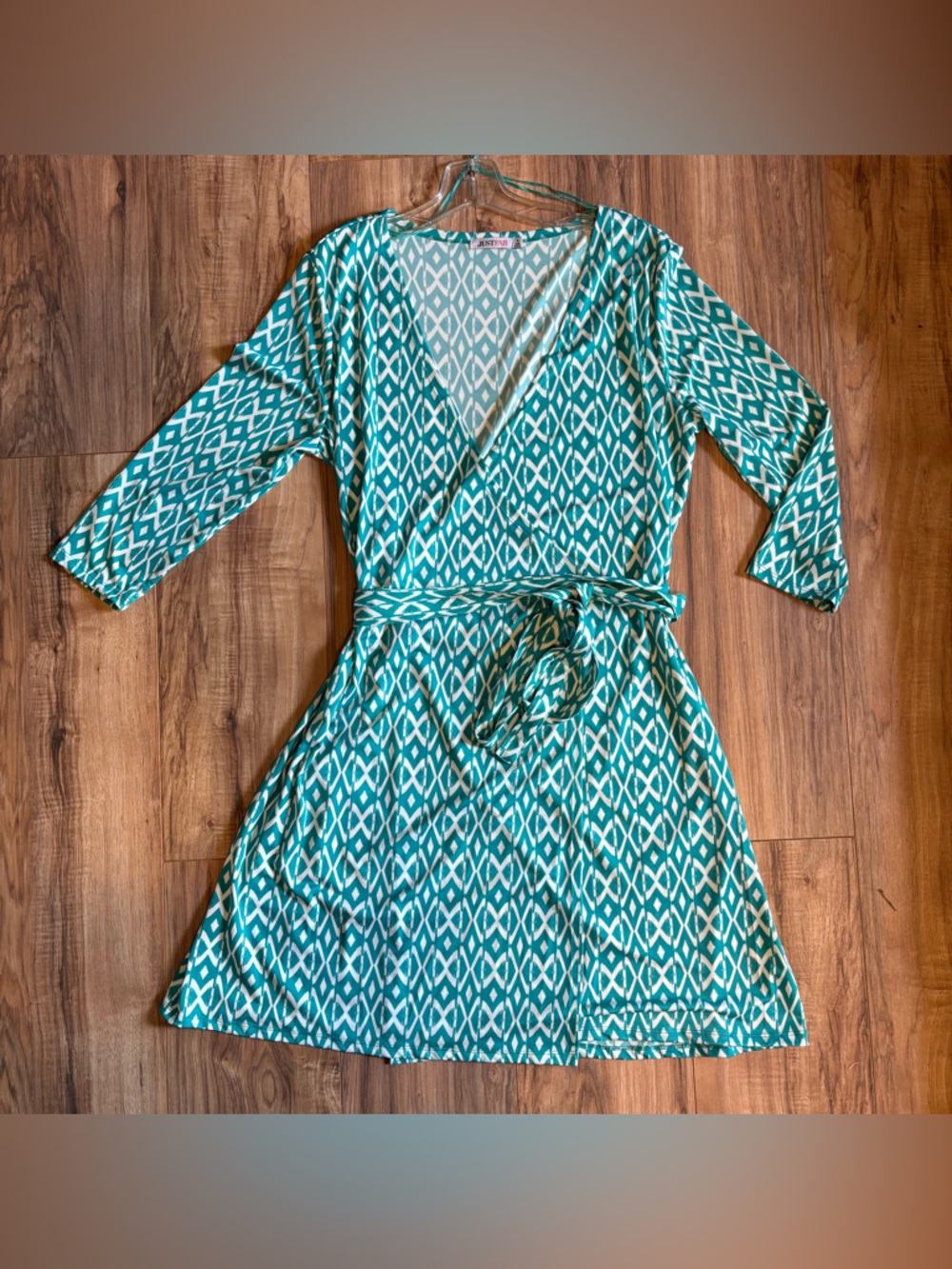 JustFab Teal Wrap Dress - Size XL